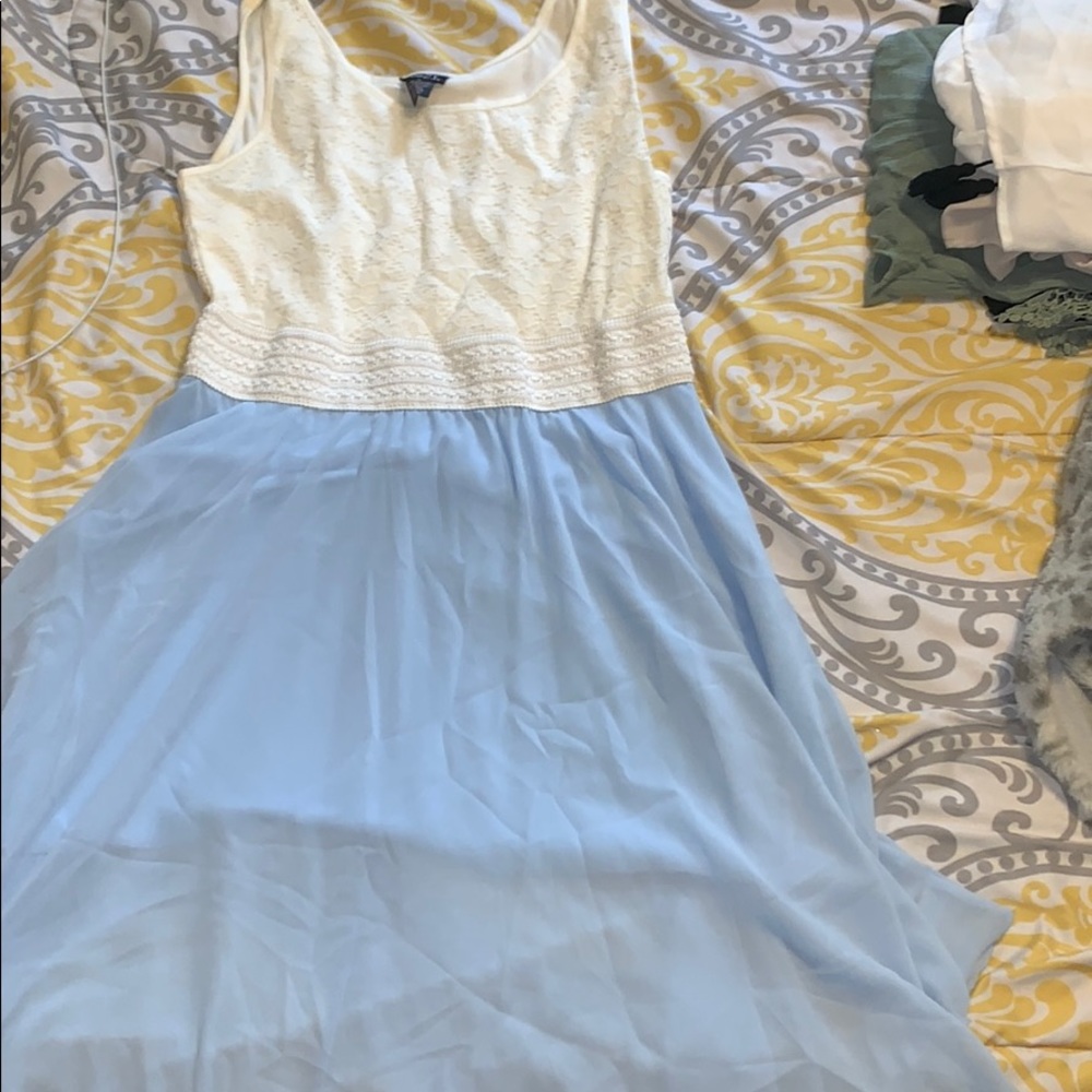 White and baby blue dress